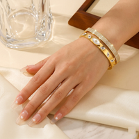 Evil Eye & Rhinestone Bangle Stack — Anti-Tarnish Bracelet Set of 2