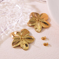 Exaggerated Flower 18K Gold Plated  Stainless Steel Stud Earrings for Women