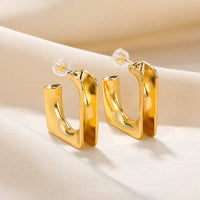 Exaggerated Square Shape Stainless Steel Hoop Earring