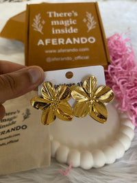 Exaggerated Flower 18K Gold Plated  Stainless Steel Stud Earrings for Women