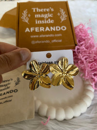 Exaggerated Flower 18K Gold Plated  Stainless Steel Stud Earrings for Women