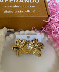 Exaggerated Flower 18K Gold Plated  Stainless Steel Stud Earrings for Women