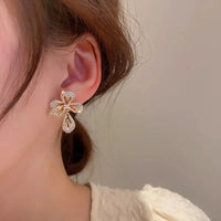 Exquisite Flower Leave Rhinestone Geometric Stud Earrings