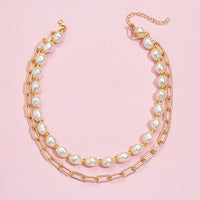 Fashion Double-layer Pearl Alloy Necklace