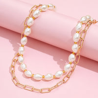 Fashion Double-layer Pearl Alloy Necklace