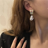 French Style Flower Alloy Pearl Drop Earrings For Women