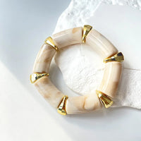 Apricot Resin & Acrylic Smudged Texture Stretch Bracelet