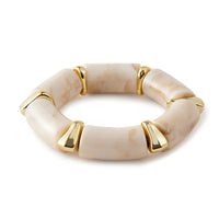 Apricot Resin & Acrylic Smudged Texture Stretch Bracelet