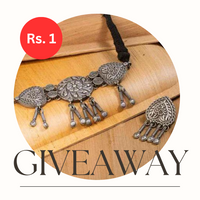 Oxidised Silver Look-alike Brass Choker Necklace Earring Set For Women