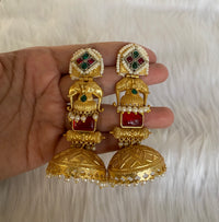 Gajraj Antique Gold Elephant-Motif Brass Jhumkis