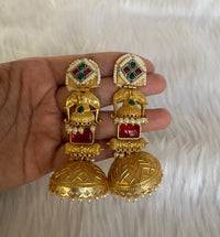 Gajraj Antique Gold Elephant-Motif Brass Jhumkis