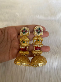 Gajraj Antique Gold Elephant-Motif Brass Jhumkis