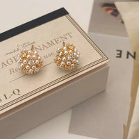 Geometric Unique Fireworks Round Ball Pearl Zircon Stud Earrings