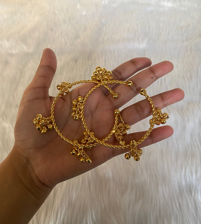 Ghungroo Magic - Handcrafted Brass Bangle Set (Set of 2)