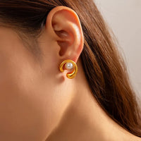 GlowDrop Pearl Inlay Stud Earrings