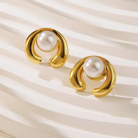 GlowDrop Pearl Inlay Stud Earrings