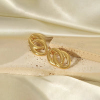 Anti-Tarnish 18K Gold Plated Geometric Interlinked Earrings for Women