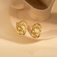 Anti-Tarnish 18K Gold Plated Geometric Interlinked Earrings for Women
