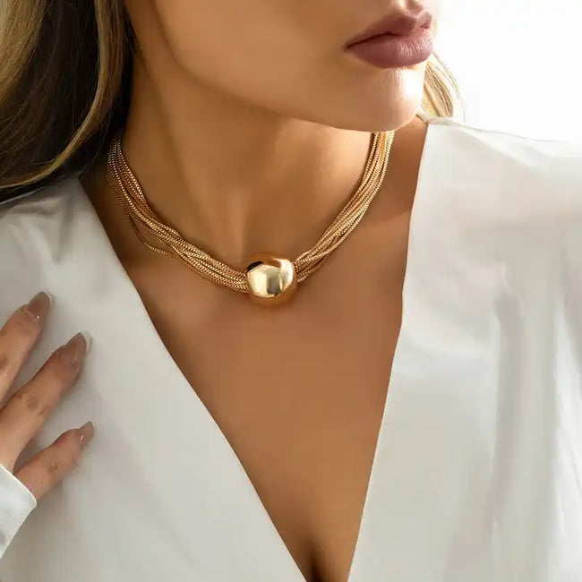 Gold Color Statement Necklace For Women