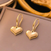 Gold Plated Anti Tarnish Stainless Steel Heart Themed Drop Earrings