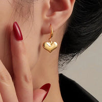 Gold Plated Anti Tarnish Stainless Steel Heart Themed Drop Earrings