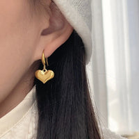 Gold Plated Anti Tarnish Stainless Steel Heart Themed Drop Earrings