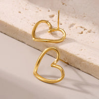 Gold Plated Anti Tarnish Stainless Steel Heart Themed Stud Earrings