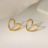 Gold Plated Anti Tarnish Stainless Steel Heart Themed Stud Earrings