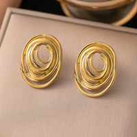 Gold Plated Anti Tarnish Stainless Steel Spiral Stud Earrings
