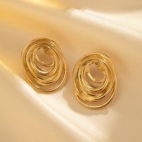 Gold Plated Anti Tarnish Stainless Steel Spiral Stud Earrings