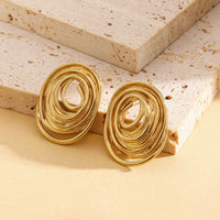 Gold Plated Anti Tarnish Stainless Steel Spiral Stud Earrings