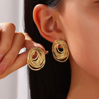 Gold Plated Anti Tarnish Stainless Steel Spiral Stud Earrings