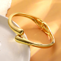 Gold Plated Asymmetrical Adjustable Twist Cuff Water Drop Design Bracelet