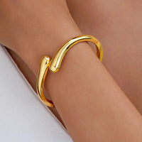 Gold Plated Asymmetrical Adjustable Twist Cuff Water Drop Design Bracelet