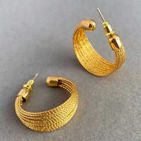 Gold Plated C-shaped Multilayer Hoop Earring
