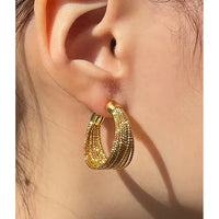 Gold Plated C-shaped Multilayer Hoop Earring