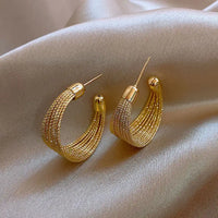 Gold Plated C-shaped Multilayer Hoop Earring