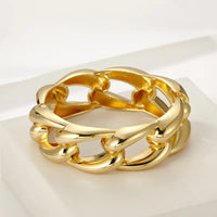 Gold Plated Cuban Chunky Chain Wide Open Bracelet