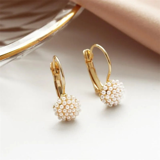 Gold Plated Cute Pearl Hoop Earring For Women