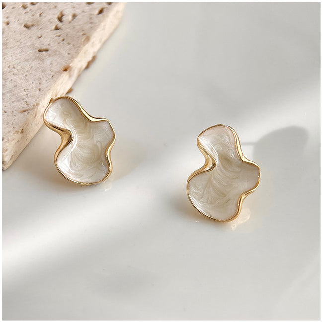 Gold Plated Elegant Luxurious White Clouds Stud Earring