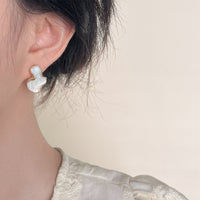 Gold Plated Elegant Luxurious White Clouds Stud Earring