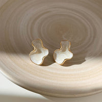 Gold Plated Elegant Luxurious White Clouds Stud Earring