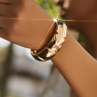 Gold Plated Geometric Block Shaped Design Bracelet