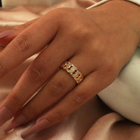 Gold Plated Hip-hop Chain Diamond Wide Adjustable Opening Ring