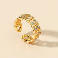 Gold Plated Hip-hop Chain Diamond Wide Adjustable Opening Ring