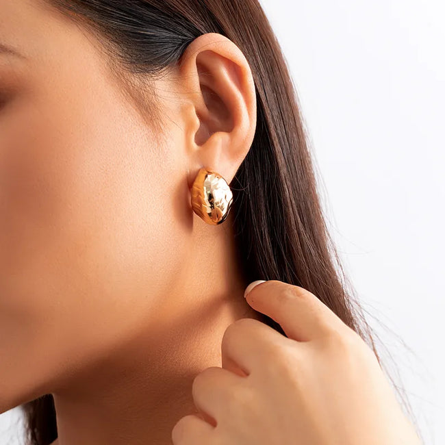 Gold Plated Hoop Shape Stud Earring For Women