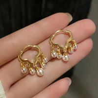 Gold Plated Pearl Cloud Rain Hoop Earring For Women