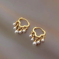 Gold Plated Pearl Cloud Rain Hoop Earring For Women