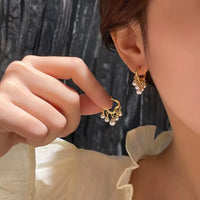Gold Plated Pearl Cloud Rain Hoop Earring For Women