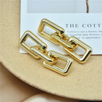 Gold Plated Rectangle Shaped Chain Earring For Women